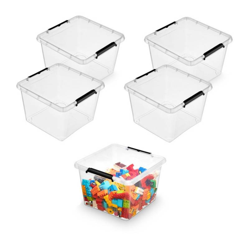 Kreher Aufbewahrungsbox Simple Store Box 25 Liter mit Deckel und Griffmulden (5 St) von Kreher