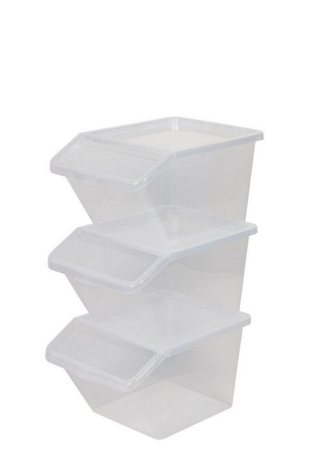 Kreher Aufbewahrungsbox Sortierbox aus Kunststoff in Transparent 40 Liter (3 St) von Kreher