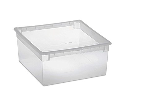 Kreher Aufbewahrungsbox mit Deckel aus robustem und transparentem Kunststoff. Maße: 37,8 x 39,6 x 18,5 cm. Stapelbar, mit Deckel! Topp Qualität von Kreher