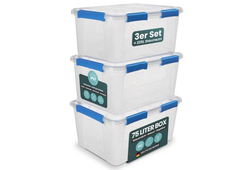 Kreher Aufbewahrungsbox mit Deckel und Dichtungsring (IP67) 75 Liter (Set wählbar) (3 St) von Kreher