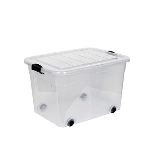 Kreher Aufbewahrungsboxen mit Deckel und Rollen. In Transparenter Ausführung aus robustem Kunststoff. In verschiedenen Größen (wählbar). (100 Liter) von Kreher