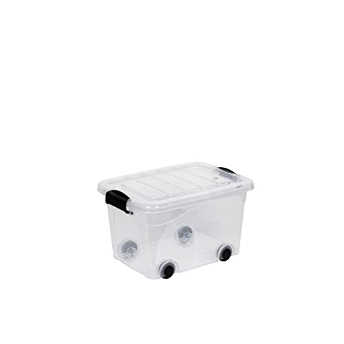 Kreher Aufbewahrungsboxen mit Deckel und Rollen. In Transparenter Ausführung aus robustem Kunststoff. In verschiedenen Größen (wählbar). (20 Liter) von Kreher