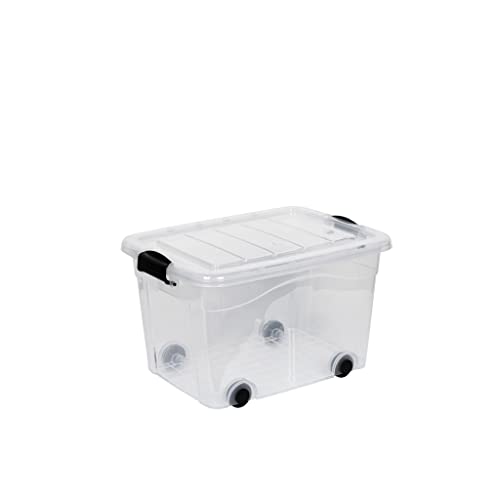 Kreher Aufbewahrungsboxen mit Deckel und Rollen. In Transparenter Ausführung aus robustem Kunststoff. In verschiedenen Größen (wählbar). (40 Liter) von Kreher