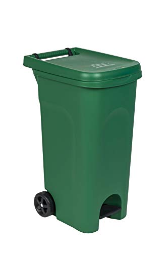 Kreher Garten- und Abfalltonne mit Pedal, Müllsackhalterung und 80 Liter Nutzvolumen. Maße 51 x 40 x 79,5 cm. (Grün) von Kreher