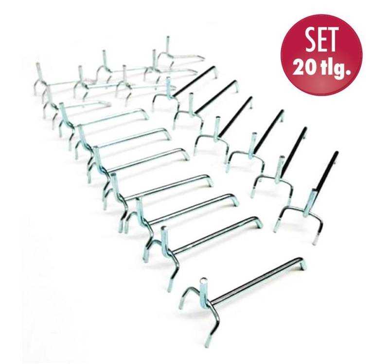 Kreher Lochwand-Ausstattung 20 teiliges Lochwandhaken für Werkzeugwand mit Euro-Lochung, 20-tlg. Kreher Lochwand-Ausstattung 20 teiliges Lochwandhaken für Werkzeugwand mit Euro-Lochung, 20-tlg. von Kreher