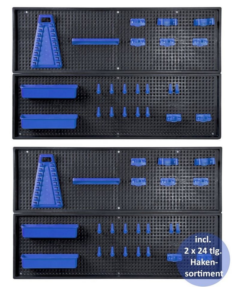 Kreher Lochwand Blaue Werkzeuglochwand aus Kunststoff mit 24 teiligem Hakenset, (2-tlg) von Kreher