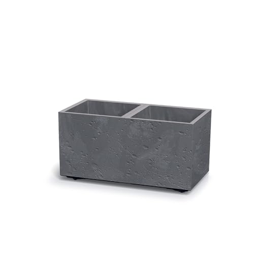 Kreher Pflanzkasten in verschiedenen Formaten und Farben. Tolle marmoriertem Betonoptik in Grau oder Anthrazit! Aus robustem Kunststoff! (Grau, 59x29) von Kreher