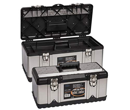 Kreher Profi Edelstahl Werkzeugkoffer Set : XXL 23" Profi Koffer 58 x 30 x 25 cm + XL 18" Profi Koffer 47 x 23 x 20 cm. Abschließbar, mit Werkzeugträger, Metallverschlüssen, Ablängvorrichtung. von Kreher