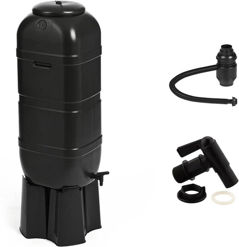 Kreher Regensammler Wassertonne Regentonne 100 L Standfuß Füllautomat Schwarz B-Ware von Kreher
