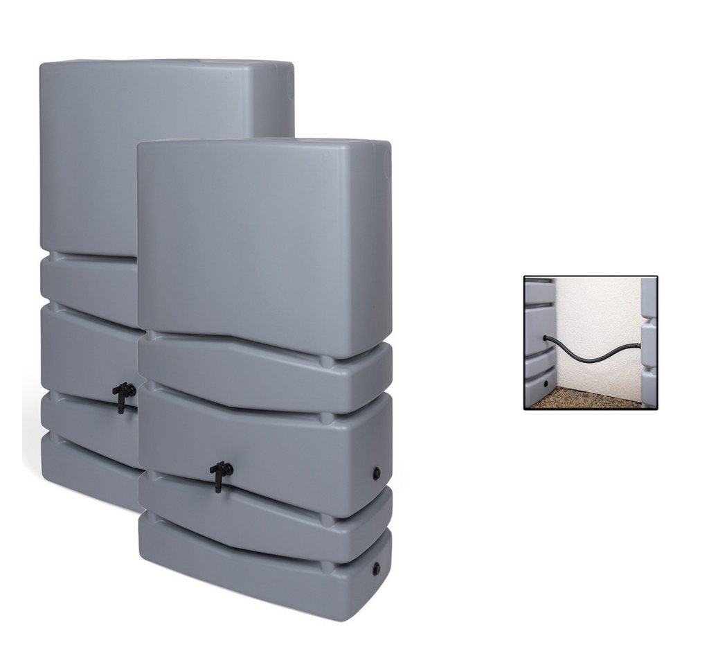 Kreher Regentonne 2 x 'Aqua Tower' 350 Liter mit Hahn in Grau/Anthrazit (Farbe wählbar), 350 l von Kreher