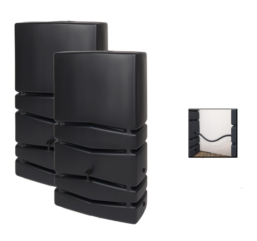 Kreher Regentonne 2 x 'Aqua Tower' 350 Liter mit Hahn in Grau/Anthrazit (Farbe wählbar), 350 l von Kreher