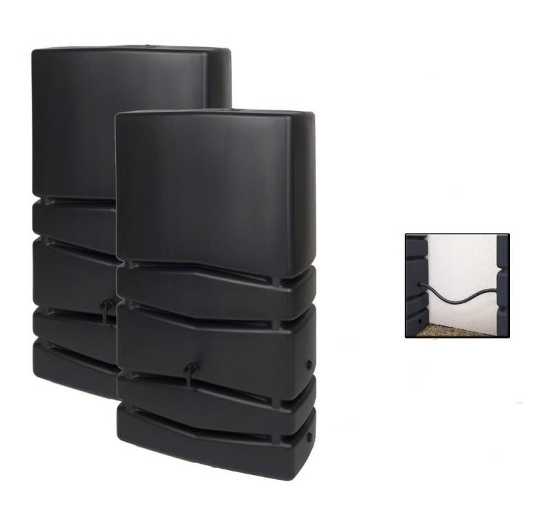 Kreher Regentonne 2 x 'Aqua Tower' 350 Liter mit Hahn in Grau/Anthrazit (Farbe wählbar), 350 l von Kreher