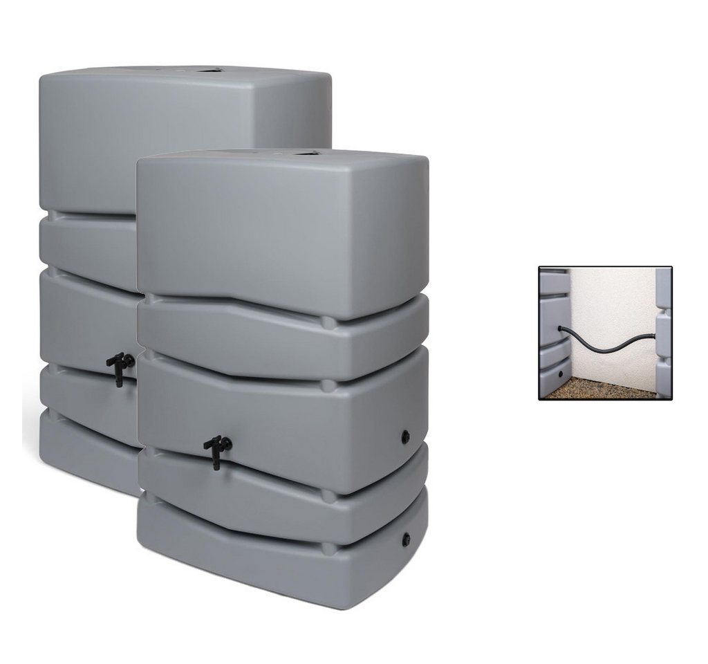 Kreher Regentonne 2 x 'Aqua Tower' 450 Liter mit Hahn in Grau/Anthrazit (Farbe wählbar), 450 l von Kreher