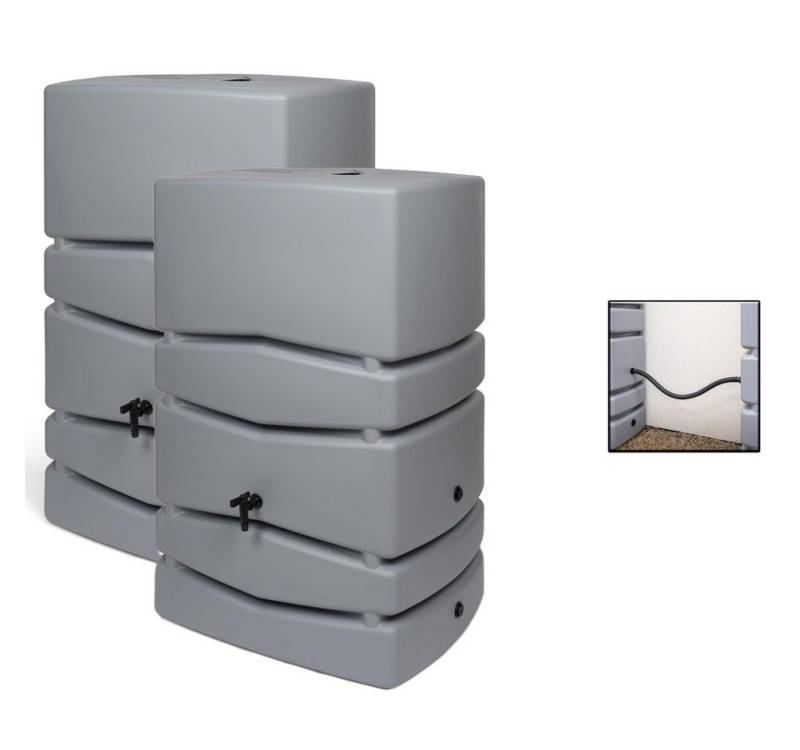 Kreher Regentonne 2 x 'Aqua Tower' 450 Liter mit Hahn in Grau/Anthrazit (Farbe wählbar), 450 l von Kreher