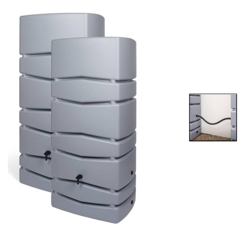 Kreher Regentonne 2 x 'Aqua Tower' 650 Liter mit Hahn in Grau/Anthrazit (Farbe wählbar), 650 l von Kreher