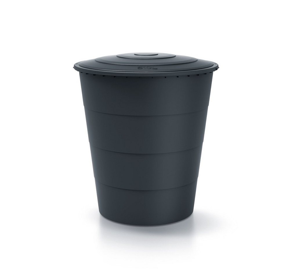 Kreher Regentonne 'Smooth' 510 Liter mit Deckel in Anthrazit oder Grau, rund (wählbar), 510 l, Deckel mit Kindersicherung von Kreher