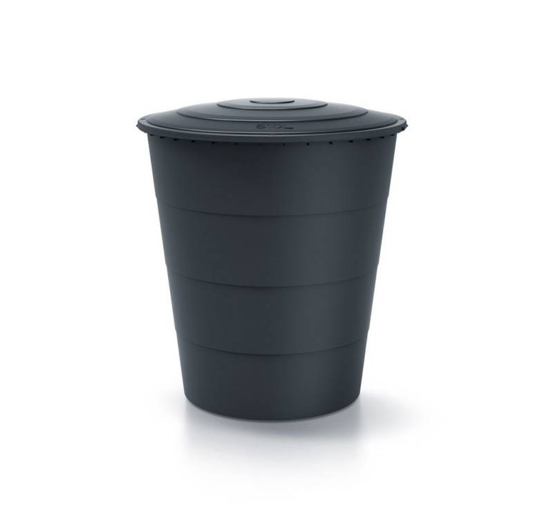 Kreher Regentonne 'Smooth' 510 Liter mit Deckel in Anthrazit oder Grau, rund (wählbar), 510 l, Deckel mit Kindersicherung von Kreher