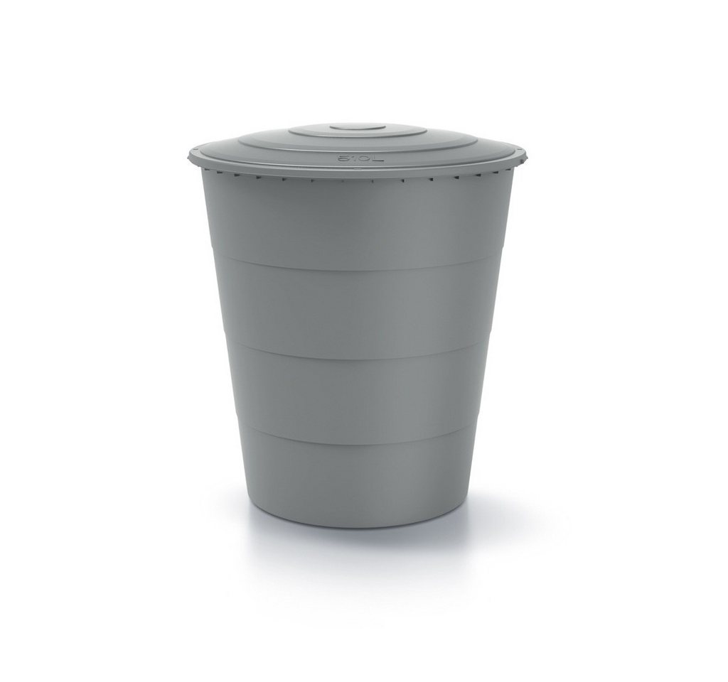 Kreher Regentonne 'Smooth' 510 Liter mit Deckel in Anthrazit oder Grau, rund (wählbar), 510 l, Deckel mit Kindersicherung von Kreher