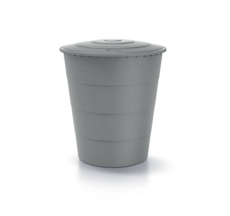 Kreher Regentonne 'Smooth' 510 Liter mit Deckel in Anthrazit oder Grau, rund (wählbar), 510 l, Deckel mit Kindersicherung von Kreher