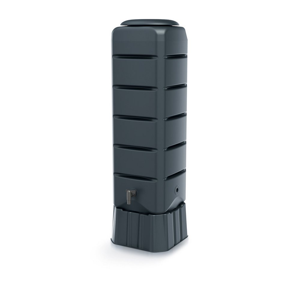 Kreher Regentonne 'Tenso' in Anthrazit 120 Liter Volumen mit Standfuß und Hahn, 120 l von Kreher