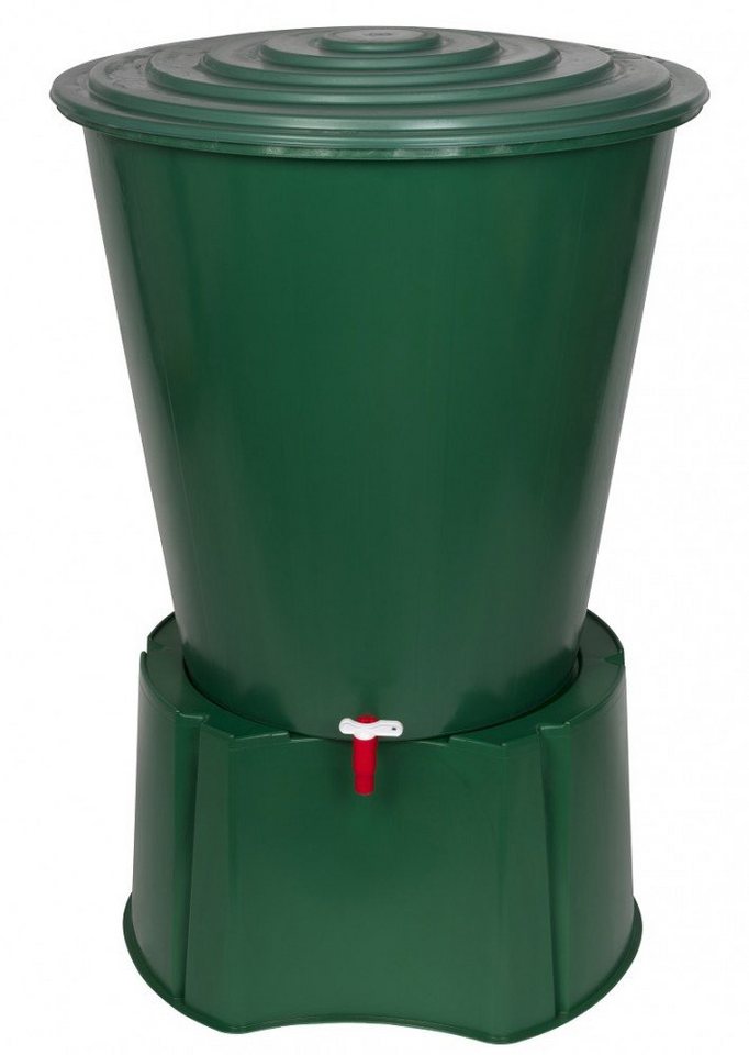Kreher Regentonne XL Wassertonne 310 Liter mit Hahn, Deckel und Stand (Monoblock) von Kreher