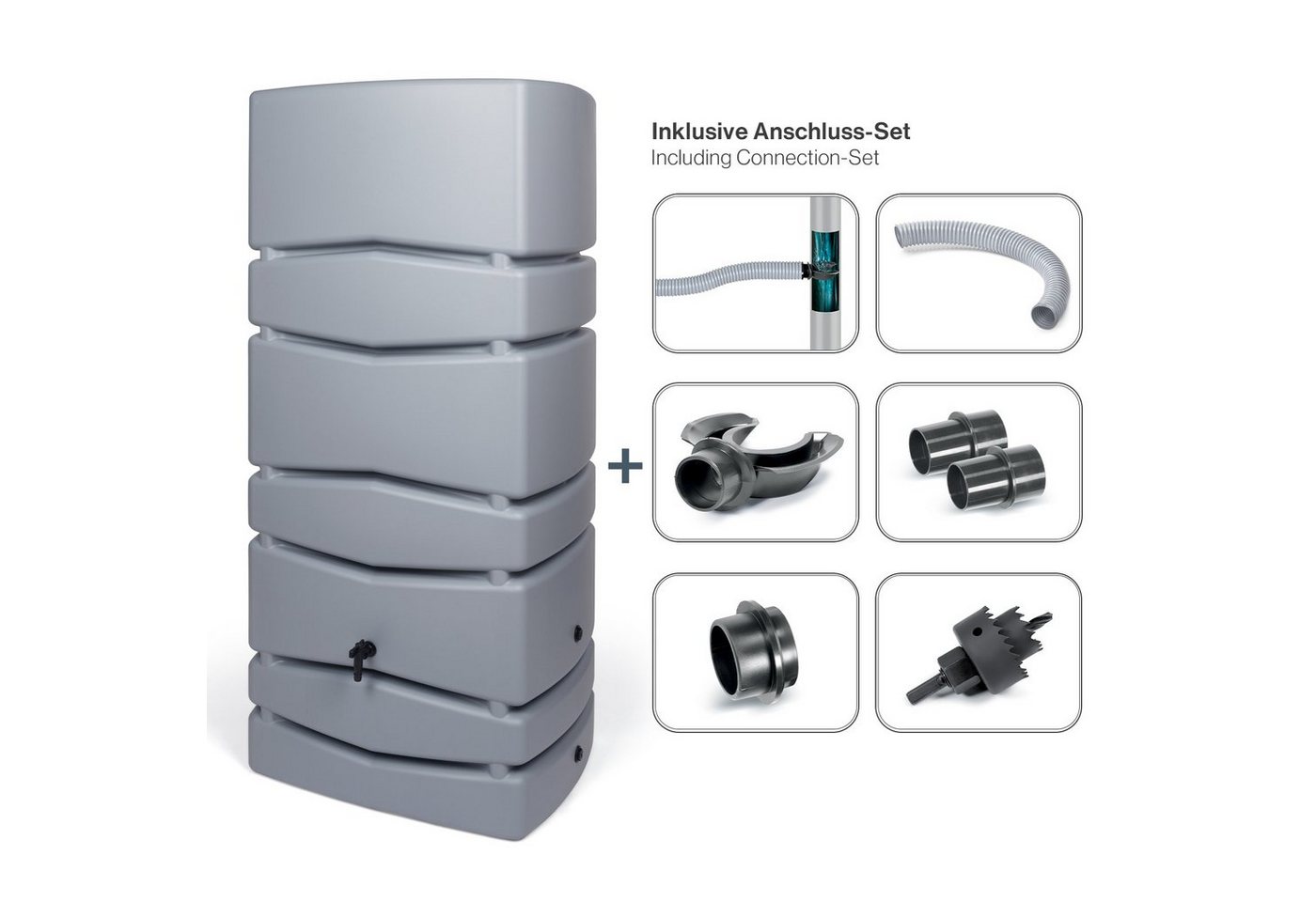 Kreher Regentonne XXL Wassertank "AQUA TOWER" 650 Liter in GLATTER OPTIK mit Füllautomat, 650 l von Kreher