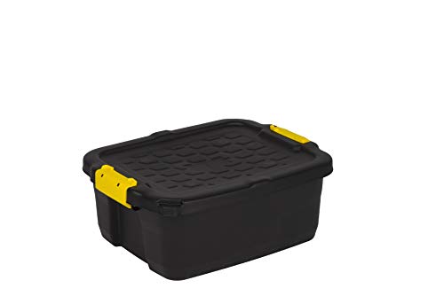 Kreher abschließbare Aufbewahrungsboxen mit Deckel, TOUGH-Serie, bruchsichere Transportboxen aus Kunstststoff, Schwarz, verschiedene Größen (24 Liter) Kreher abschließbare Aufbewahrungsboxen mit Deckel, TOUGH-Serie, bruchsichere Transportboxen aus Kunstststoff, Schwarz, verschiedene Größen (24 Liter) von Kreher
