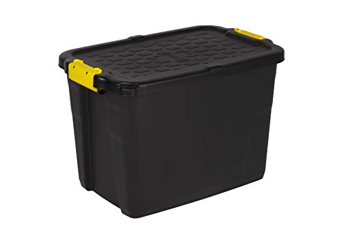 Kreher abschließbare Aufbewahrungsboxen mit Deckel, TOUGH-Serie, bruchsichere Transportboxen aus Kunstststoff, Schwarz, verschiedene Größen (42 Liter) Kreher abschließbare Aufbewahrungsboxen mit Deckel, TOUGH-Serie, bruchsichere Transportboxen aus Kunstststoff, Schwarz, verschiedene Größen (42 Liter) von Kreher
