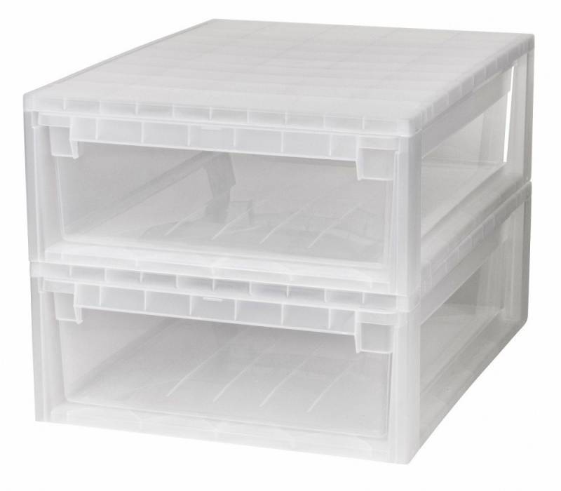 Kreher Schubladenbox Set: 2 x Schubladenbox 52 Größe XL, 22 Liter - extra tief und halbhoch von Kreher