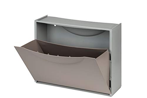 Kreher Schuhkipper, Schuhschrank, Schuhbox aus Kunststoff in Grau Braun. Fasst ca. 3 Paar Schuhe. Flexibel erweiterbar, abwaschbar und leicht zu reinigen. von Kreher