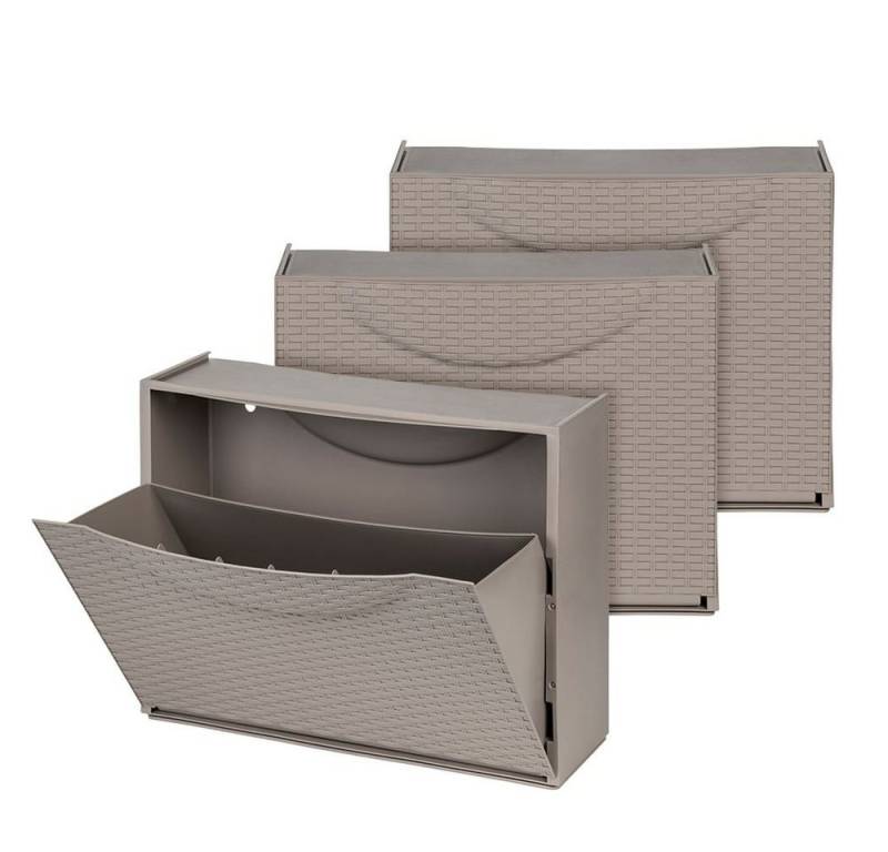 Kreher Schuhkipper Set: 3 x Schuhkipper in Rattan-Optik, Farbe: Taupé von Kreher