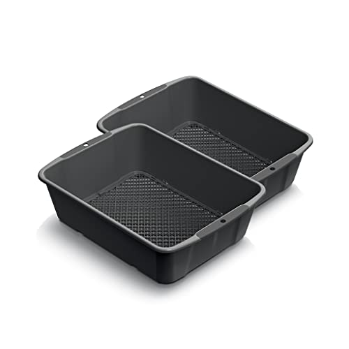 Set : 2 x Gartensieb | Steinsieb mit Einstellbarer Maschengröße (4 oder 10 mm) aus Kunststoff in Schwarz, Maße (LxBxH) 39,4 x 29,4 x 10,8 cm von Kreher