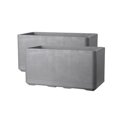 Kreher XL Pflanzkasten Cosmo mit Rollen und Wasserstandanzeige in verschiedenen Formaten und Farben. Der Eye-Catcher für Garten, Terrasse, Restaurants & Gewerbe! (Grau, 2 x 80 L) von Kreher