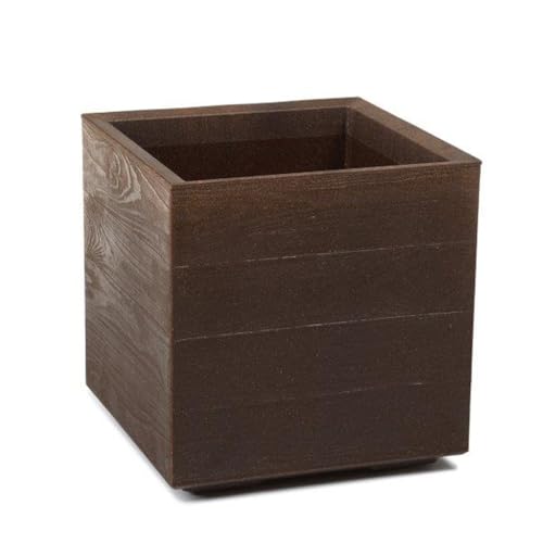 Kreher XL Pflanzkasten Karo Eco Friendly Tolle Holz Optik in Kaffee Latte oder Espresso! Aus robustem, recyceltem Kunststoff. Maße 39 x 39 x 39 cm. (Kaffee Espresso) von Kreher