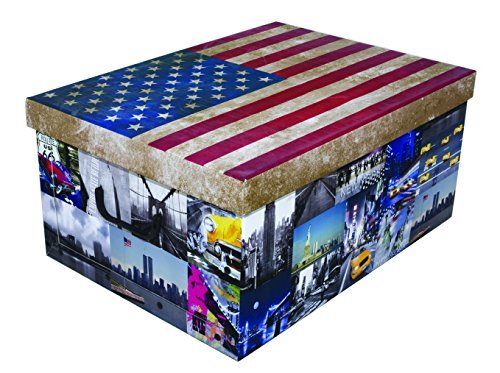Kreher XXL Dekokarton, Aufbewahrungsbox mit Deckel und Griffen. 45 Liter Volumen. Verschiedene Motive (USA New York City) von Kreher
