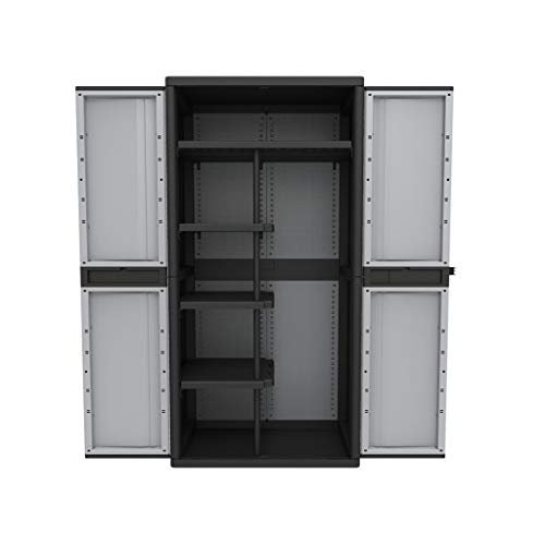 Kreher XXL Kunststoff Spindschrank mit einem durchgehenden Boden, schmalen Böden und Freifach für sperrige Gegenstände. Mit abschließbaren Türen. Maße BxTxH in cm: 89,7 x 53,7 x 180 cm von Kreher