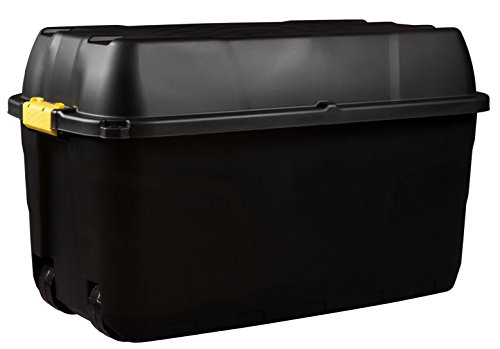 Kreher XXL Transportbox, Kissenbox mit Nutzvolumen ca. 175 Liter. Aus Kunststoff in Schwarz mit Rollen und Deckel. Abschließbar. Maße BxTxH ca. 93 x 55 x 53 cm. von Kreher