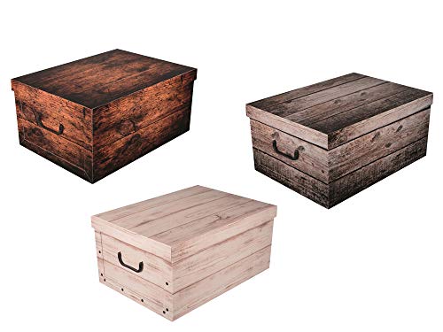 Kreher 3 Stück XL 45 Liter Deko-Kartons, Ordnungsboxen, Stapelboxen mit Deckel und Griffe, 51 x 37 x 24 cm (Holz Weiß, Grau, Dunkelbraun) Kreher 3 Stück XL 45 Liter Deko-Kartons, Ordnungsboxen, Stapelboxen mit Deckel und Griffe, 51 x 37 x 24 cm (Holz Weiß, Grau, Dunkelbraun) von Kreher