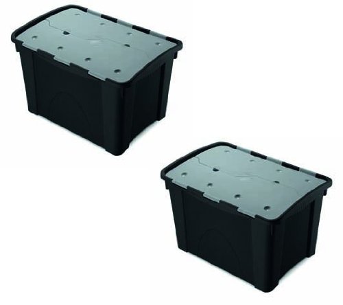Kreher Set: 2 multifunktionale Aufbewahrungsboxen 'Unbreakable' mit 60 Liter Volumen und einem Faltdeckel, extrem robust und stapelbar - für Ordnung an jedem Ort von Kreher