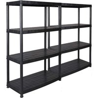 Set: 2 x  KREHER Kunststoff Steckregal 18" mit 4  Böden und hoher Tragkraft in Schwarz von Kreher