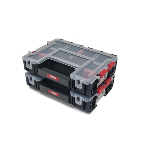 Set: 2 x Sortimentskasten Organizer mit variablen Einteilern und seitliche Verriegelung von Kreher, Maße 30 x 22,4 x 7,4 cm (M) von Kreher