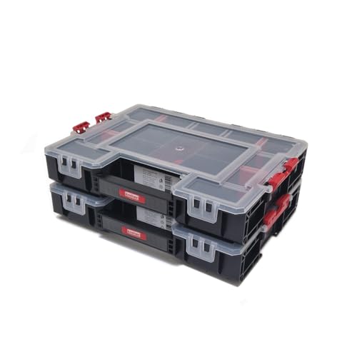 Set: 2 x Sortimentskasten Organizer mit variablen Einteilern und seitliche Verriegelung von Kreher, Maße 38 x 29,4 x 7,4 cm (L) von Kreher