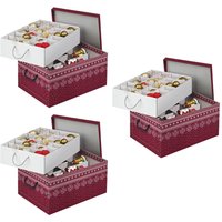Set: 3 x Karton für Christbaumkugeln_Dekor: Red Snowflake von Kreher