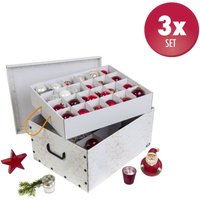 Set: 3 x Karton für Christbaumkugeln_Dekor: Retro Weiß / Gold von Kreher