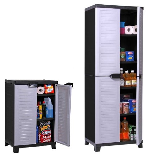 Set: Großer + mittlerer Kunststoffschrank der Elite-Serie mit verstellbaren Einlegeböden in hochwertiger Verarbeitung von Kreher