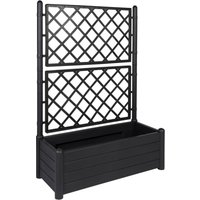 XL Rankgitter, Spalier mit Pflanzkasten in Holz-Design, Farbe: Anthrazit von Kreher