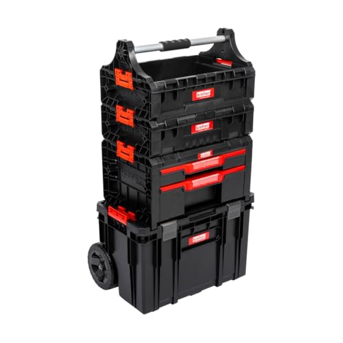 XL Werkzeugtrolley, Werkstattkoffer Set, Werkstattwagen Set aus"Q-Brick" Serie mit viel Zubehör! B x T x H in cm: 53 x 38 x 98 cm ! Der mobile Alleskönner - Privat & Gewerbe (SET 9) von Kreher