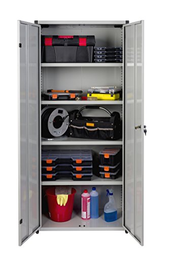 Kreher XXL Metallschrank in Hellgrau mit 4 höhenverstellbaren Böden. Außenmaß 80 x 44 x 180 cm. Solide Konstruktion, TÜV geprüft. Kreher XXL Metallschrank in Hellgrau mit 4 höhenverstellbaren Böden. Außenmaß 80 x 44 x 180 cm. Solide Konstruktion, TÜV geprüft. von Kreher