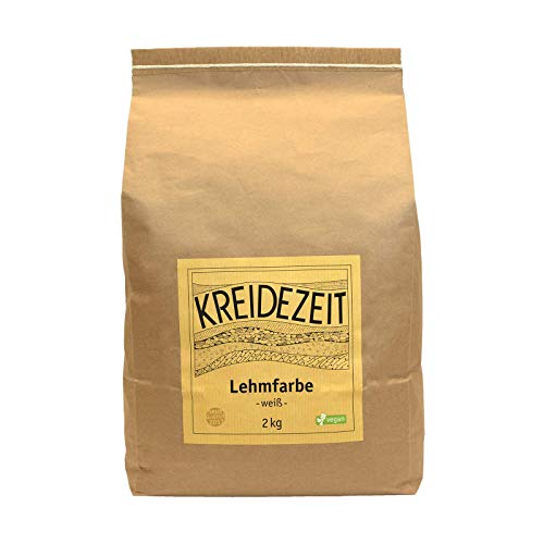 Kreidezeit Lehmfarbe weiß 2,00 kg (2 Liter, Pulver, Matt, Innen, Wand, nicht wasserfest, 9,52 qm/kg, 3 Stunden Trocknungszeit) von Kreidezeit