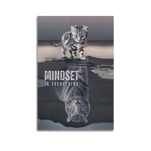 Krem Mindset Is Everything Poster, Wandkunst, Leinwand, Geschenk für Freund, Schlafzimmer, Wohnzimmer, Dekoration, modern, ästhetisch, 50 x 75 cm, ungerahmt von Krem